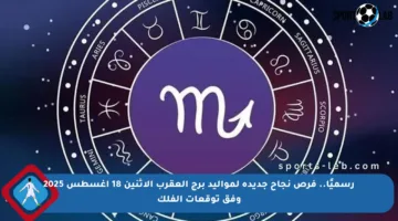 رسميًا.. فرص نجاح جديدة لمواليد برج العقرب الاثنين 18 أغسطس 2025 وفق توقعات الفلك